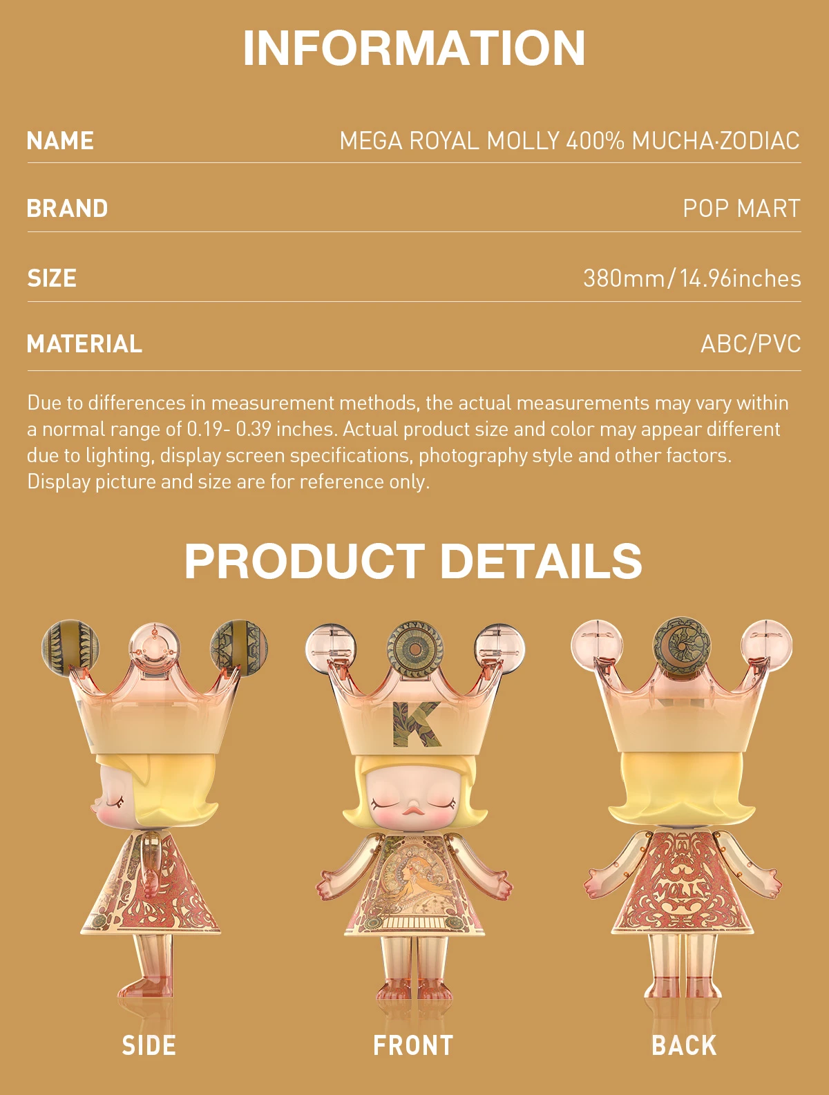 MEGA ROYAL MOLLY 400% Mucha·Zodiac MEGA ROYAL MOLLY 400% Mucha·Zodiac -Pop Mart Sale Shop