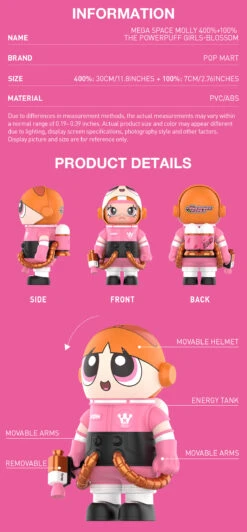 MEGA SPACE MOLLY 400%+100% THE POWERPUFF GIRLS-Blossom -Pop Mart Sale Shop 20240604 105300 414630 mega space molly 400 100 the powerpuff girls blossom mega 400 pop mart us detail 02 1200x2585