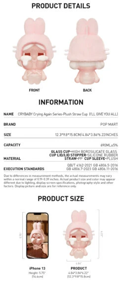 CRYBABY Crying Again Series-Plush Straw Cup (I'LL GIVE YOU ALL MY LOVE) -Pop Mart Sale Shop 20240925 112904 093459 crybaby crying again series plush straw cup i ll give you all accessories pop mart us detail 02 1200x2791