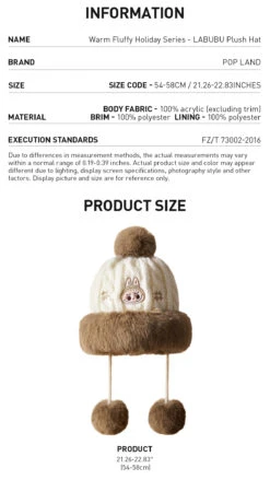 Warm Fluffy Holiday Series- LABUBU Plush Hat -Pop Mart Sale Shop 20241111 095503 814846 warm fluffy holiday series labubu plush hat accessories pop mart us detail 02 1200x2133