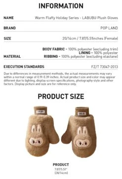 Warm Fluffy Holiday Series- LABUBU Plush Gloves -Pop Mart Sale Shop 20241111 095815 459223 warm fluffy holiday series labubu plush gloves accessories pop mart us detail 02 1200x1765