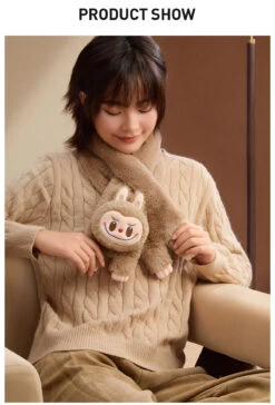 Warm Fluffy Holiday Series- LABUBU Plush Scarf -Pop Mart Sale Shop 20241111 100712 628390 warm fluffy holiday series labubu plush scarf accessories pop mart us detail 03 1200x1766