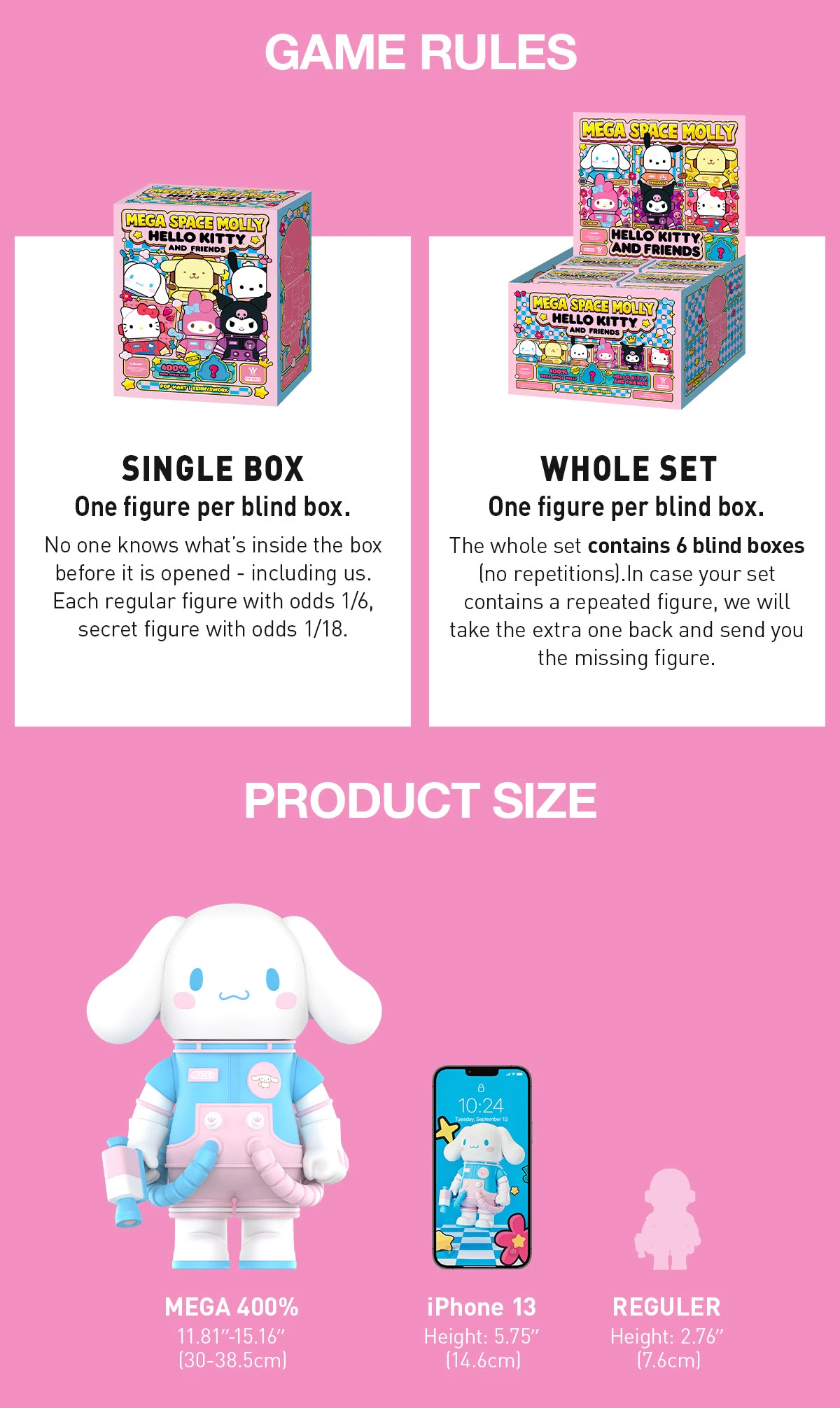 MEGA SPACE MOLLY 400% Hello Kitty and Friends Series MEGA SPACE MOLLY 400% Hello Kitty And Friends Series -Pop Mart Sale Shop 20250107 100912 912773 3 mega space molly 400 sanrio characters series mega details popmart