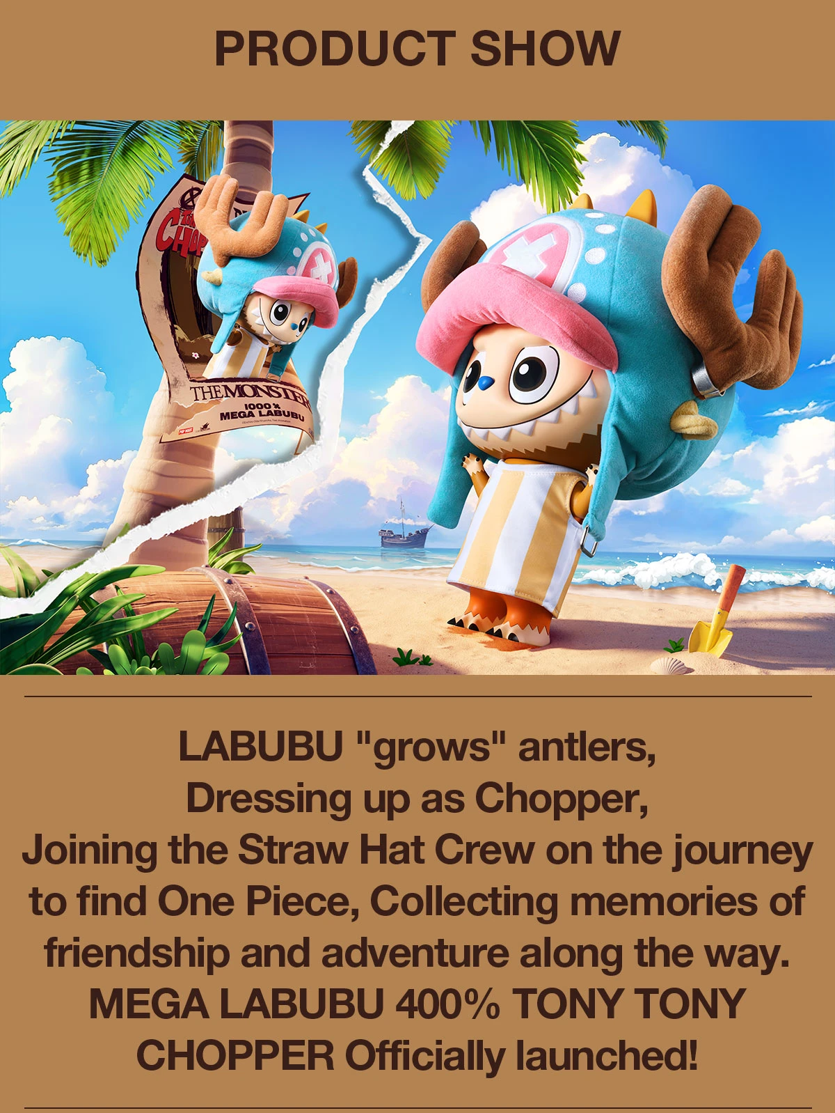 MEGA LABUBU 400% TONY TONY CHOPPER MEGA LABUBU 400% TONY TONY CHOPPER -Pop Mart Sale Shop 20250410 140406 033559 03 mega labubu 400 tony tony chopper mega details popmart