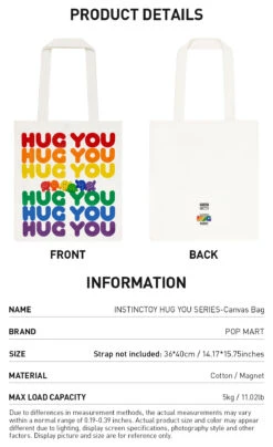 INSTINCTOY HUG YOU SERIES-Canvas Bag -Pop Mart Sale Shop 20250429 143718 710900 2 instinctoy hug you series canvas bag accessories details popmart us 1200x1962